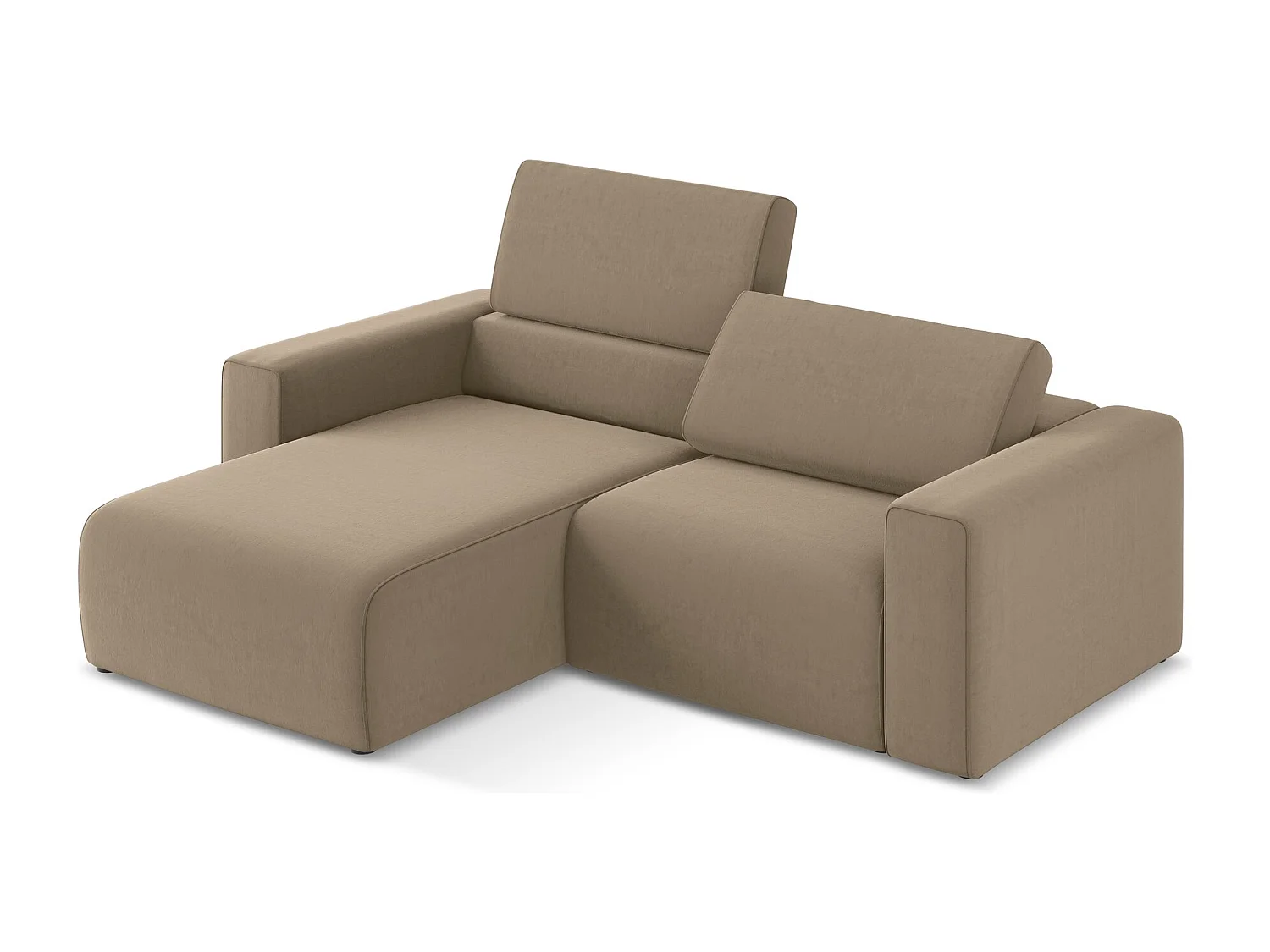 Modulaire hoekbank links van donkerbeige velours - KALEA