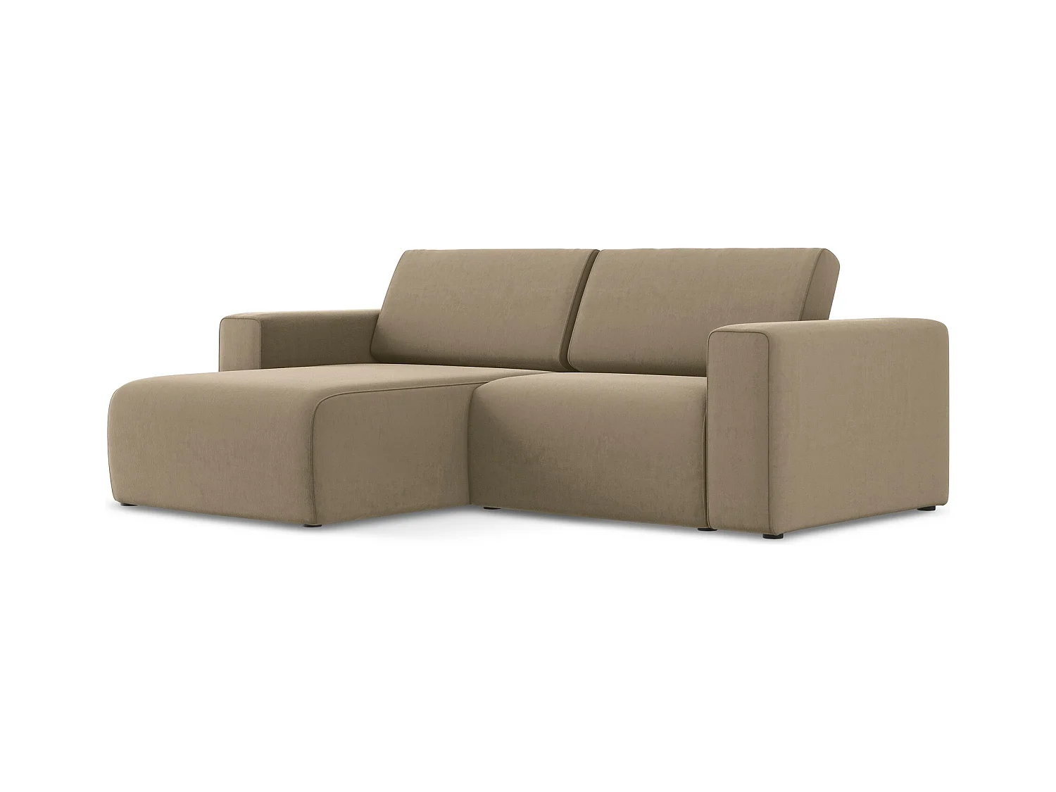 3-Sitzer Modulares Ecksofa - Ecke Links - Samt - Dunkelbeige - KALEA