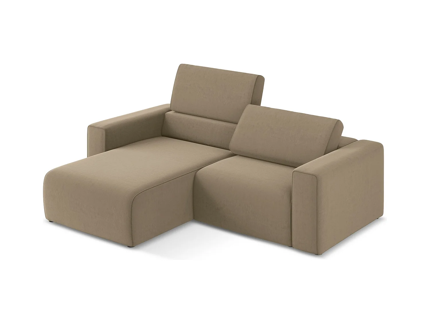 Sofá modular 3 plazas izquierdo de terciopelo beige oscuro - KALEA