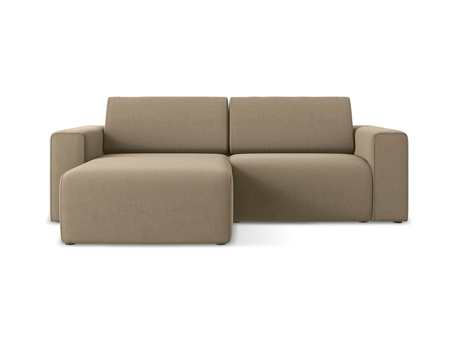 Sofá modular 3 plazas izquierdo de terciopelo beige oscuro - KALEA