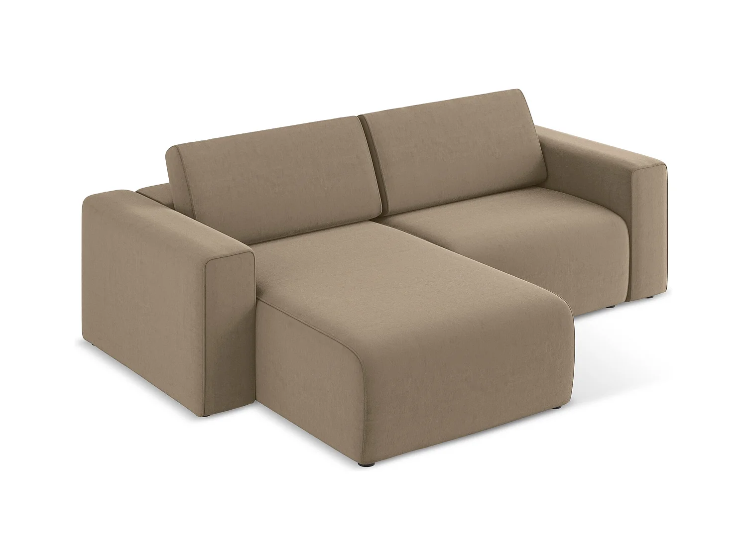 Sofá modular 3 plazas izquierdo de terciopelo beige oscuro - KALEA