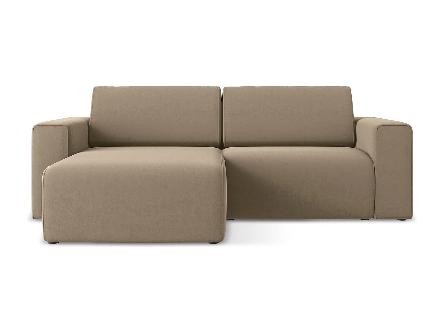 3-Sitzer Modulares Ecksofa - Ecke Links - Samt - Dunkelbeige - KALEA