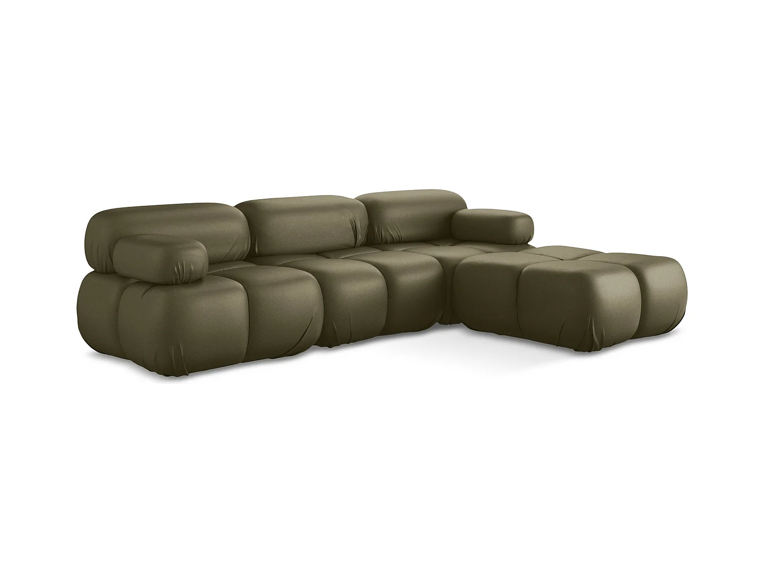 Canapé d'angle modulaire reversible en Cuir artificiel - olive - LOKUA