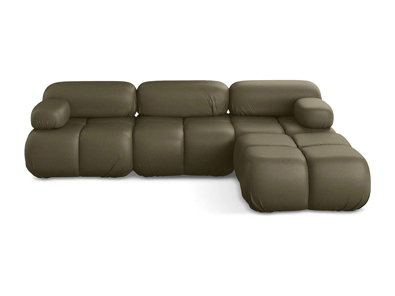 Canapé d'angle modulaire reversible en Cuir artificiel - olive - LOKUA