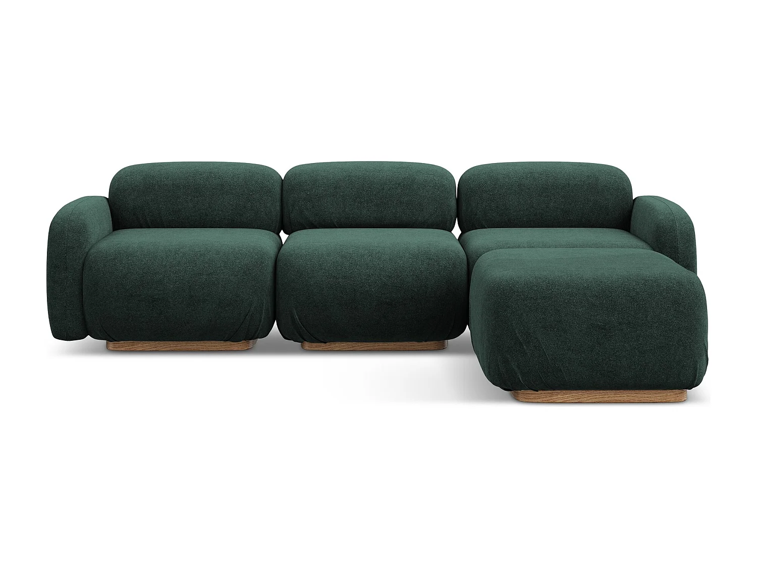 Omkeerbare modulaire hoekbank van flessengroen bouclé - AILANI