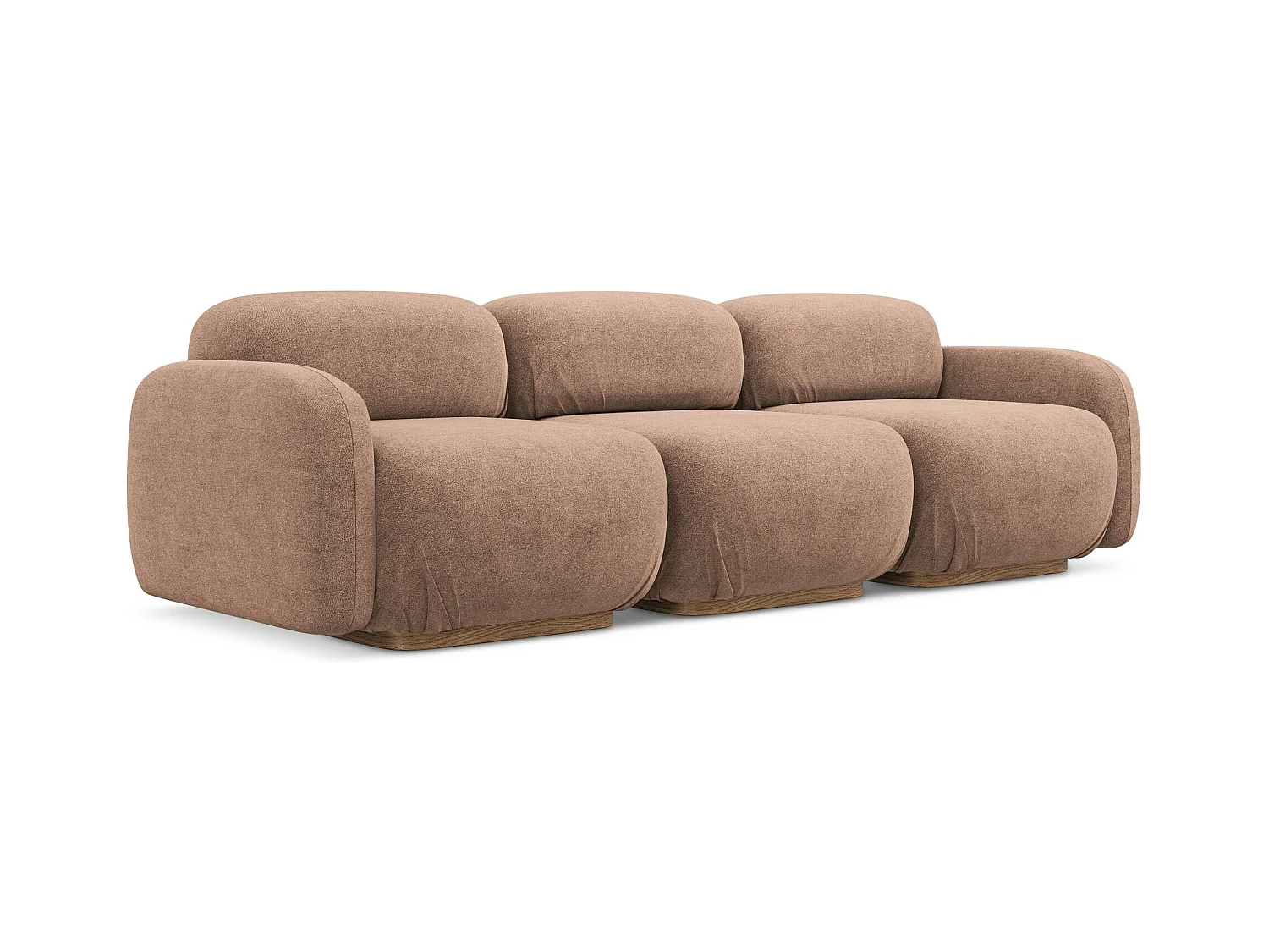 Canapé modulable 4 places en Bouclé - rose sourd - AILANI