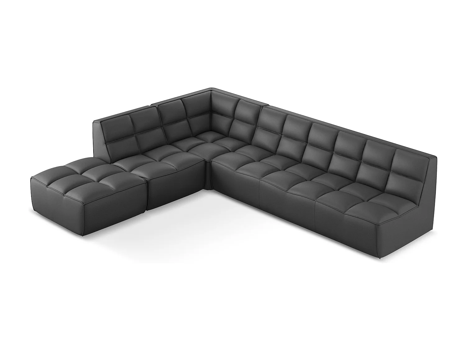 Modulaire hoekbank rechts van grijs kunstleer - KALAI