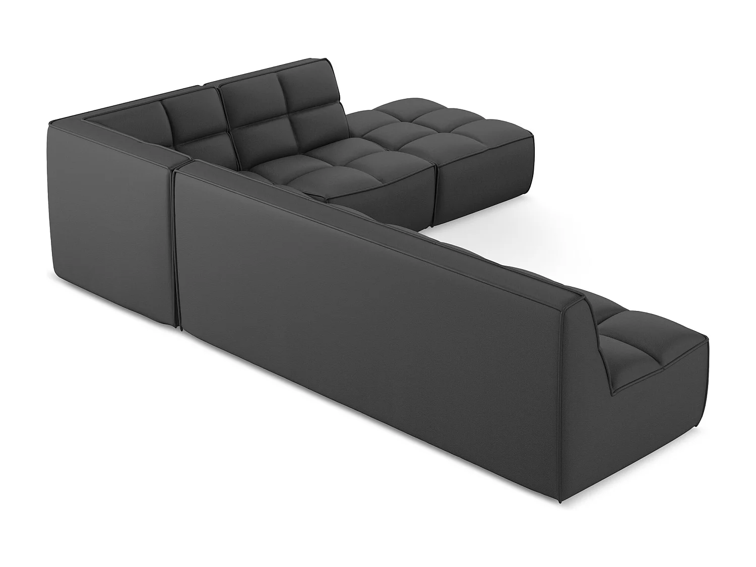 Modulaire hoekbank rechts van grijs kunstleer - KALAI