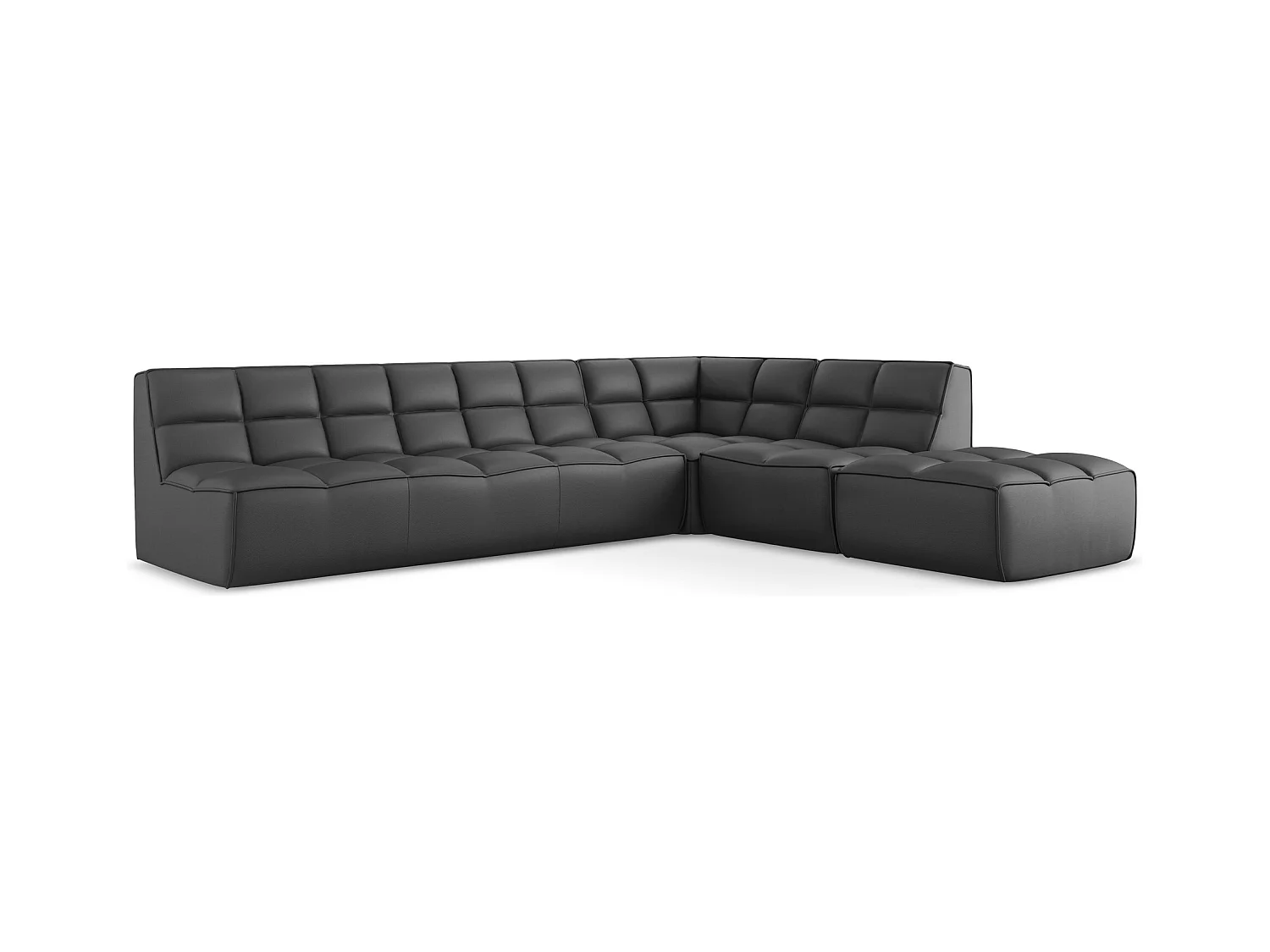 4-Sitzer Modulares Ecksofa - Reversibel - Kunstleder - Grau - KALAI