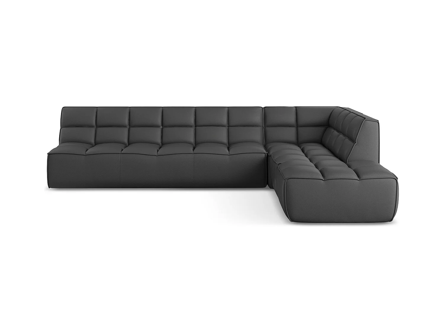 Modulaire hoekbank rechts van grijs kunstleer - KALAI