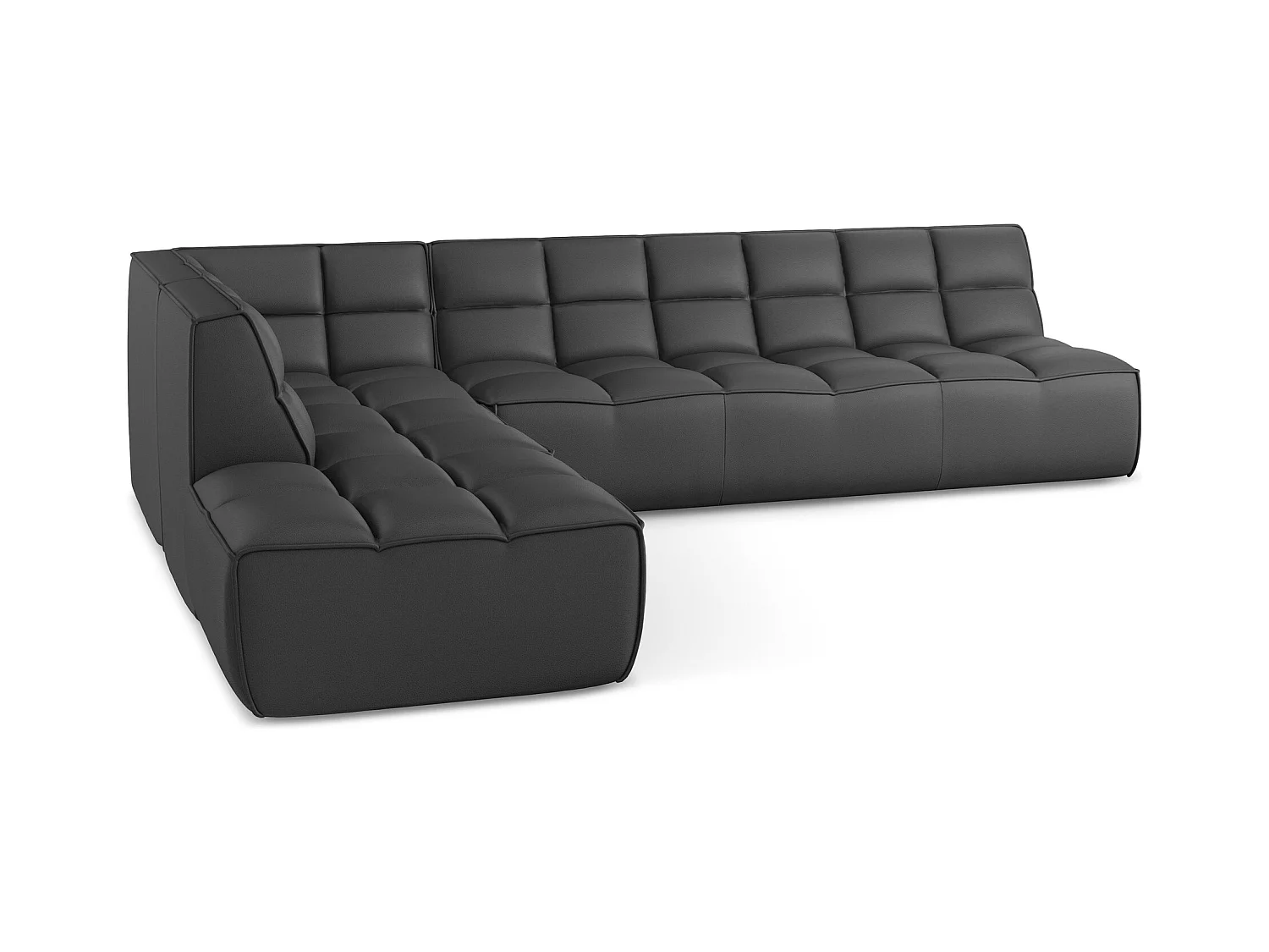 Modulaire hoekbank rechts van grijs kunstleer - KALAI