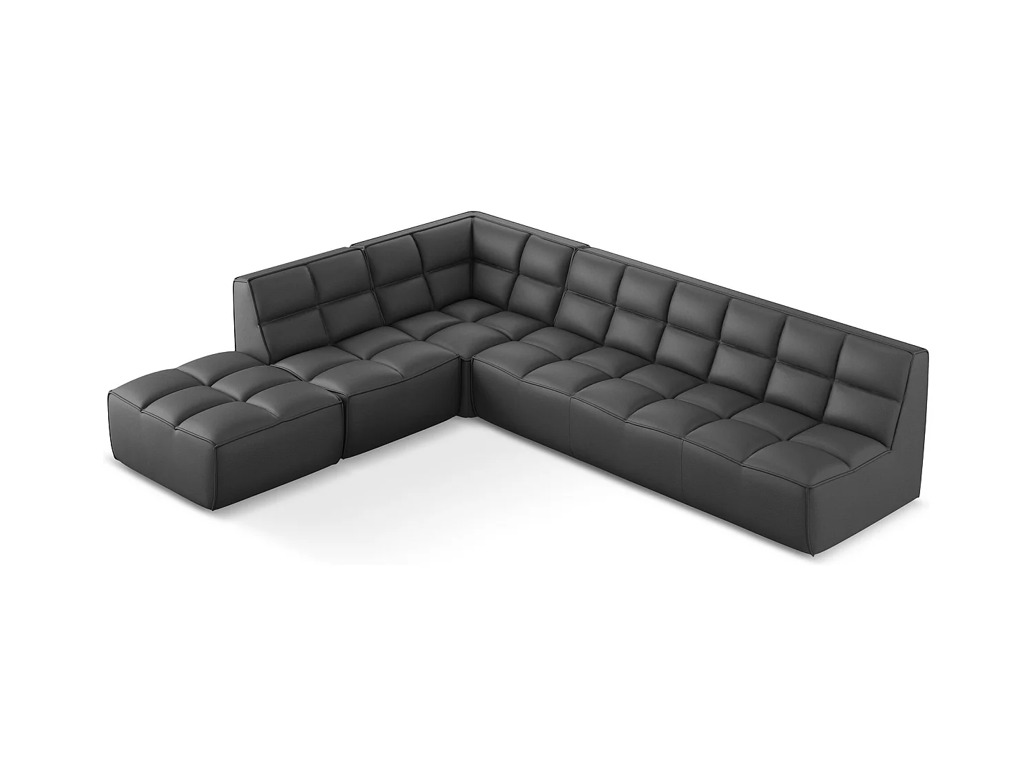 Modulaire hoekbank rechts van grijs kunstleer - KALAI