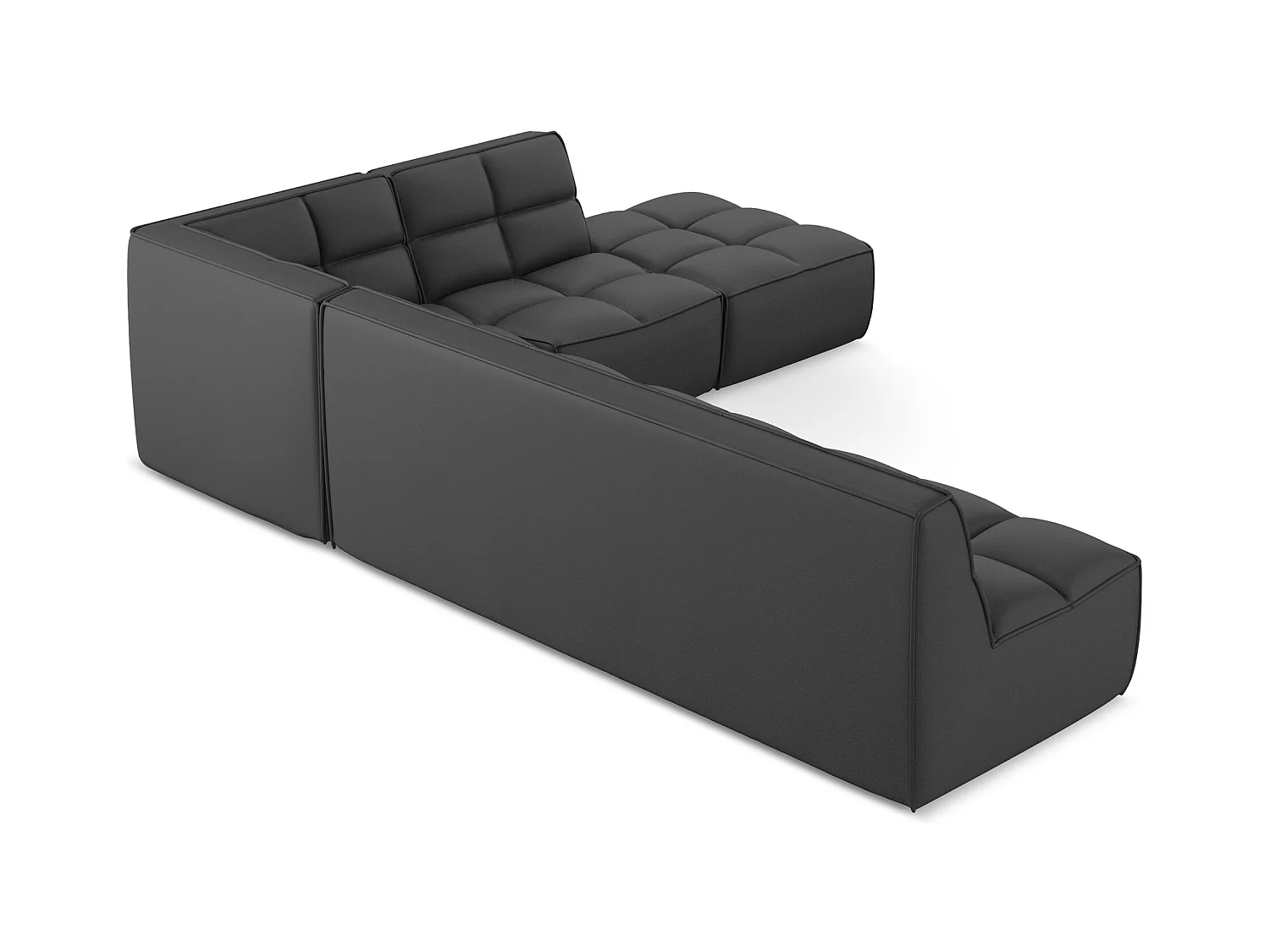 Modulaire hoekbank rechts van grijs kunstleer - KALAI