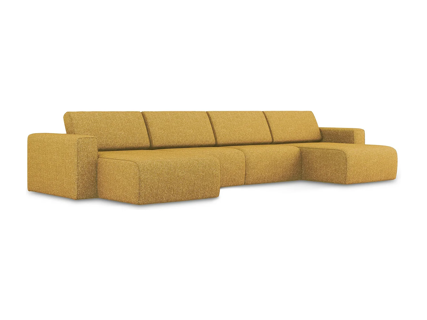 Canapé modulable panoramique en Strukturstoff - moutarde - KALEA