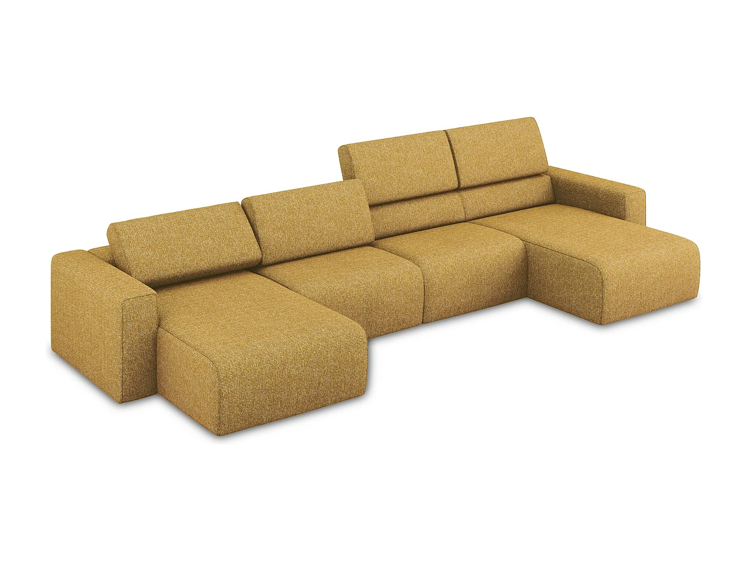 Canapé modulable panoramique en Strukturstoff - moutarde - KALEA