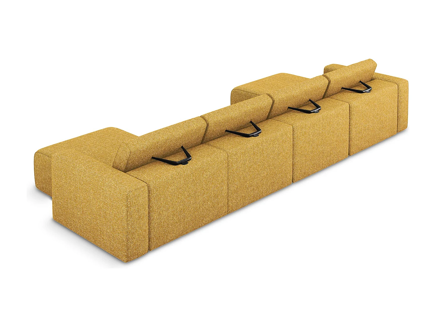 Canapé modulable panoramique en Strukturstoff - moutarde - KALEA