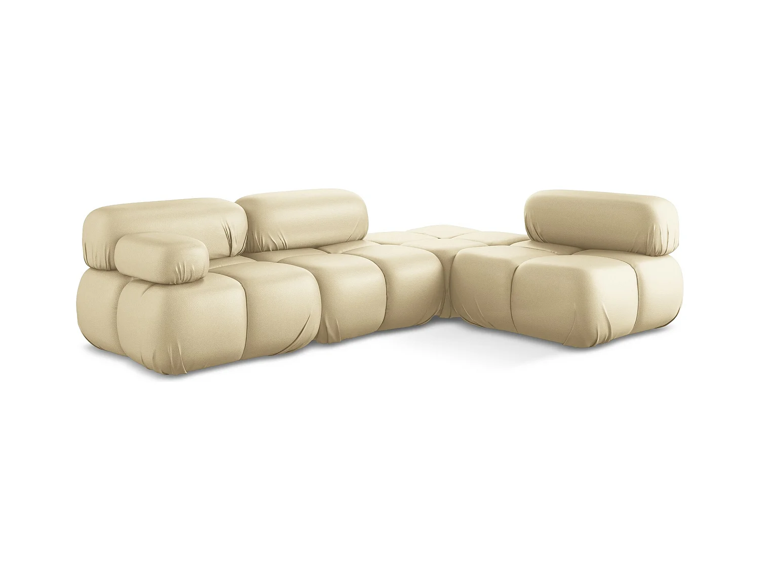 Canapé d'angle modulaire droit en Cuir artificiel - beige - LOKUA