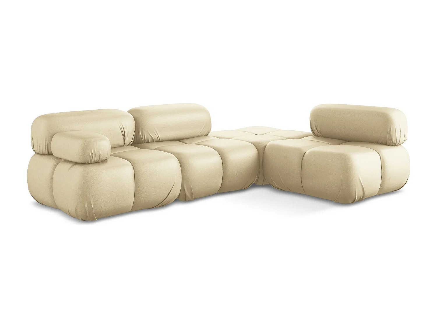 Canapé d'angle modulaire droit en Cuir artificiel - beige - LOKUA