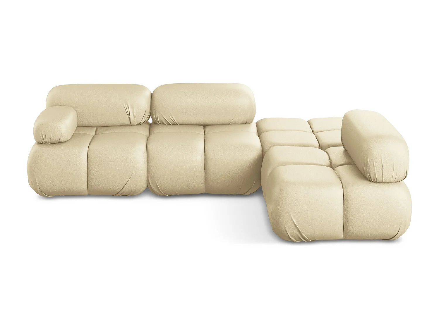 Canapé d'angle modulaire droit en Cuir artificiel - beige - LOKUA