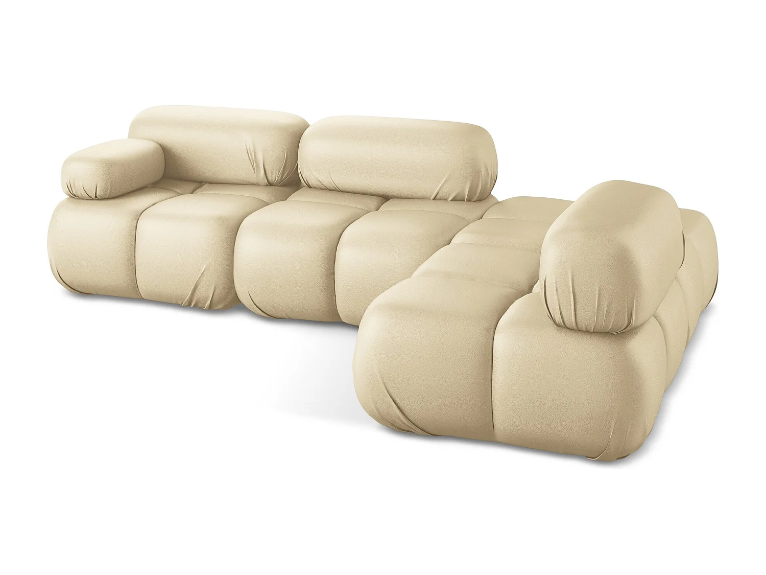 Canapé d'angle modulaire droit en Cuir artificiel - beige - LOKUA