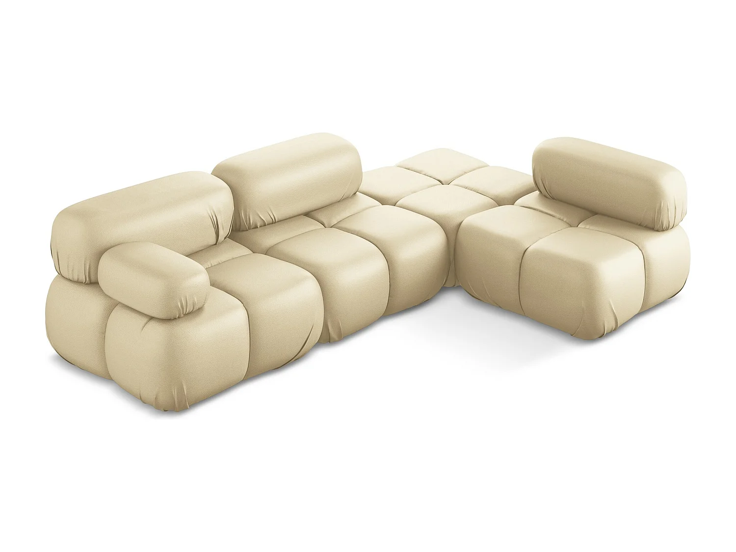 Canapé d'angle modulaire droit en Cuir artificiel - beige - LOKUA