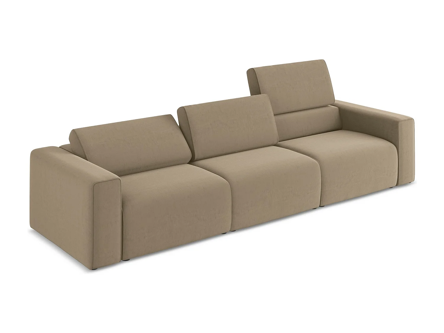 Vierzits modulaire bank van donkerbeige velours - KALEA