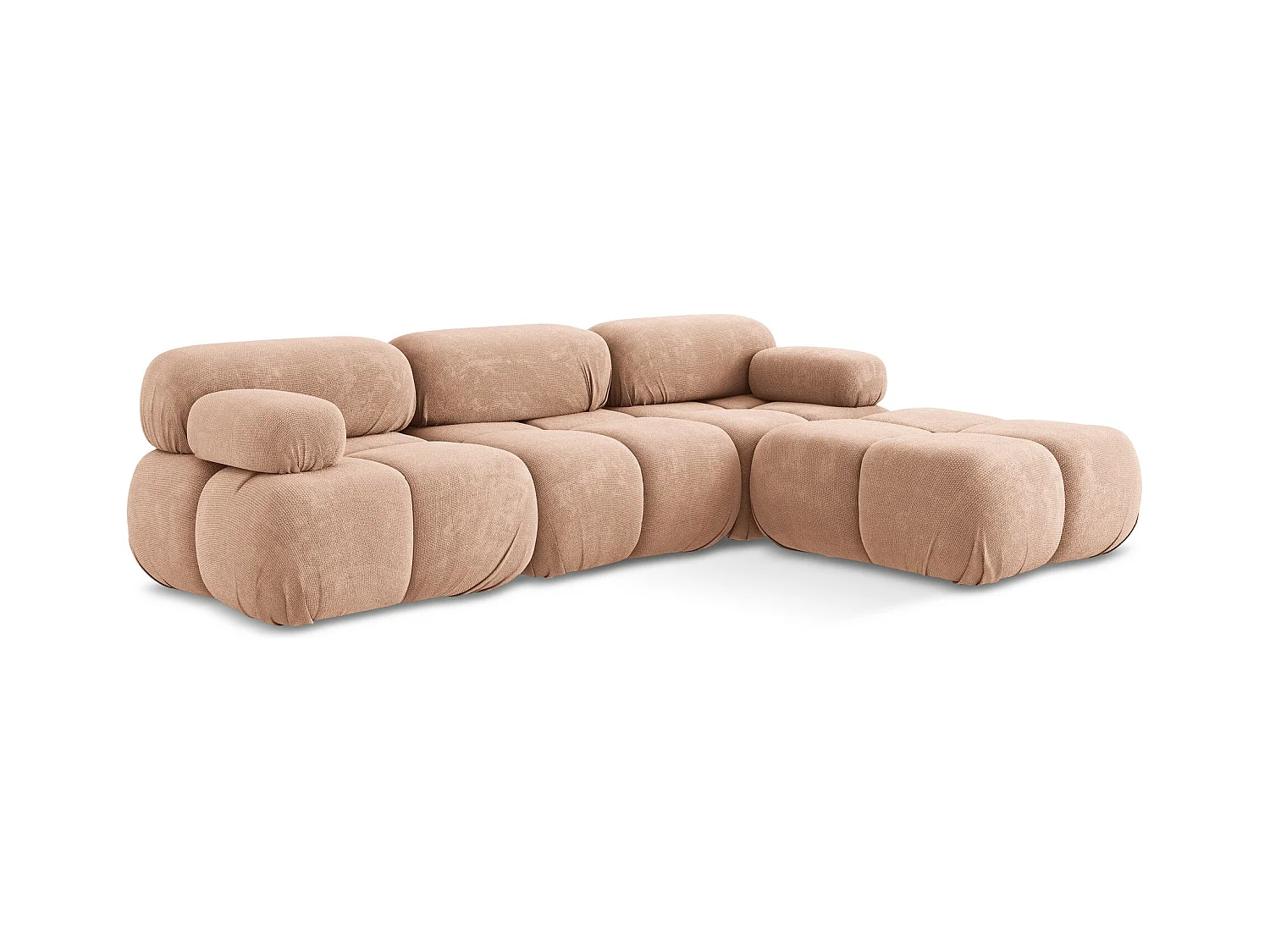 Canapé d'angle modulaire reversible en Chenille - pêche - LOKUA