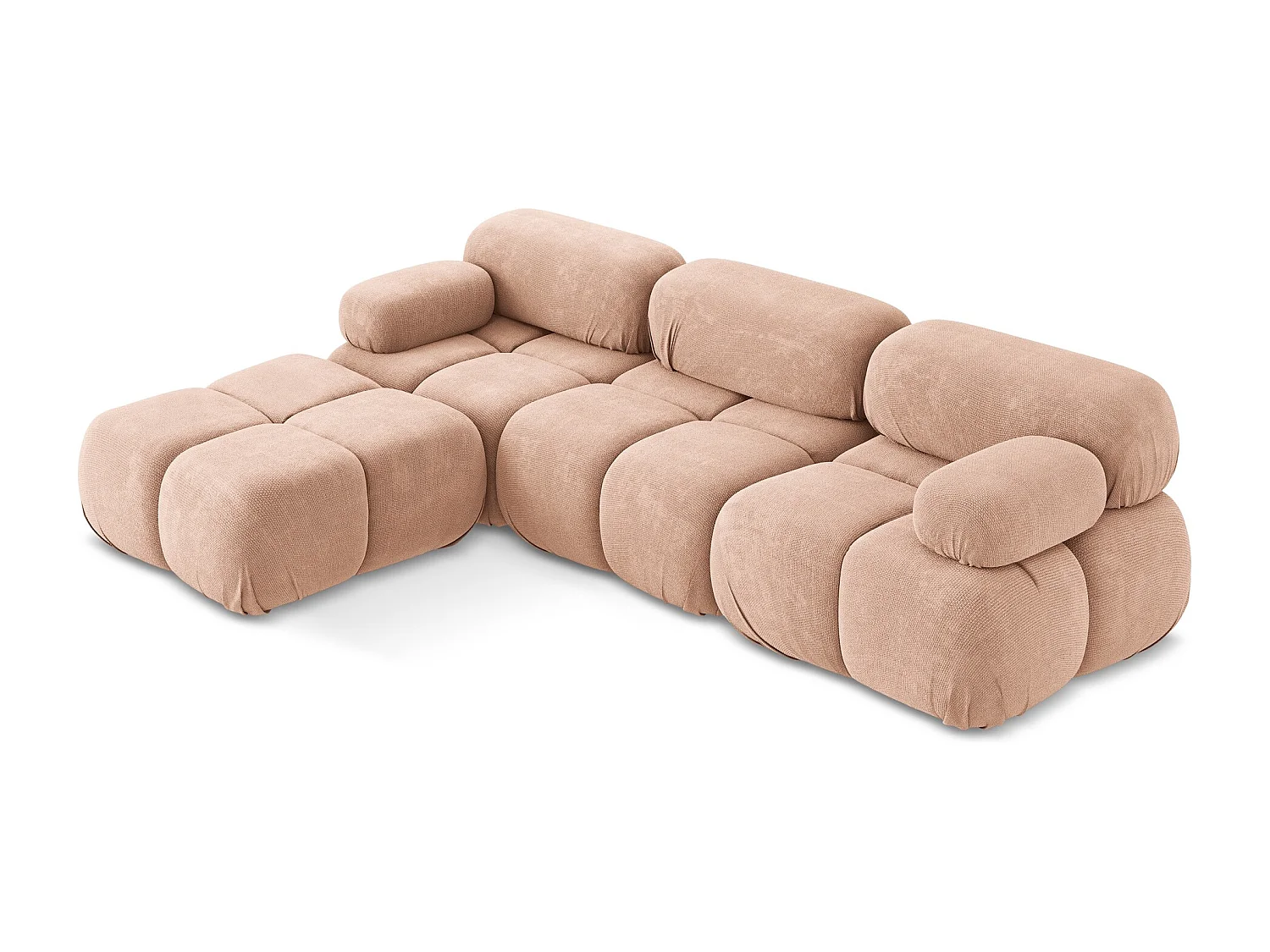 Omkeerbare modulaire hoekbank van perzik chenille stof - LOKUA