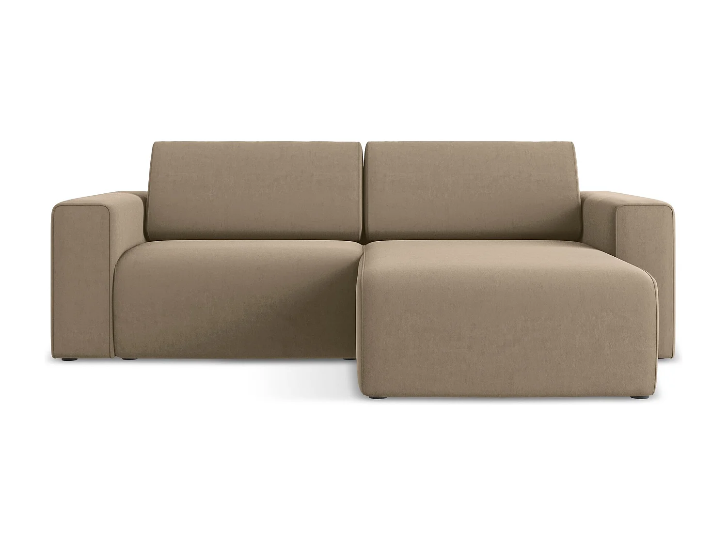 3-Sitzer Modulares Ecksofa - Ecke Rechts - Samt - Dunkelbeige - KALEA