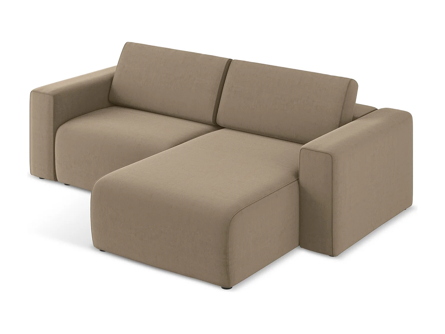 3-Sitzer Modulares Ecksofa - Ecke Rechts - Samt - Dunkelbeige - KALEA