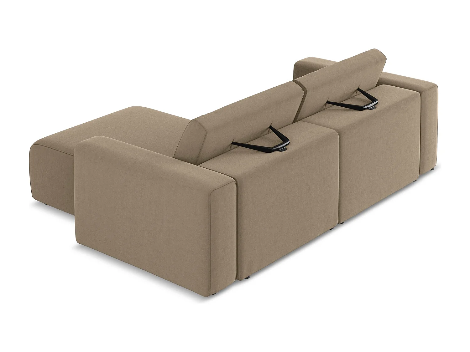 3-Sitzer Modulares Ecksofa - Ecke Rechts - Samt - Dunkelbeige - KALEA
