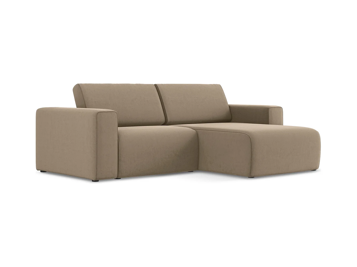 3-Sitzer Modulares Ecksofa - Ecke Rechts - Samt - Dunkelbeige - KALEA