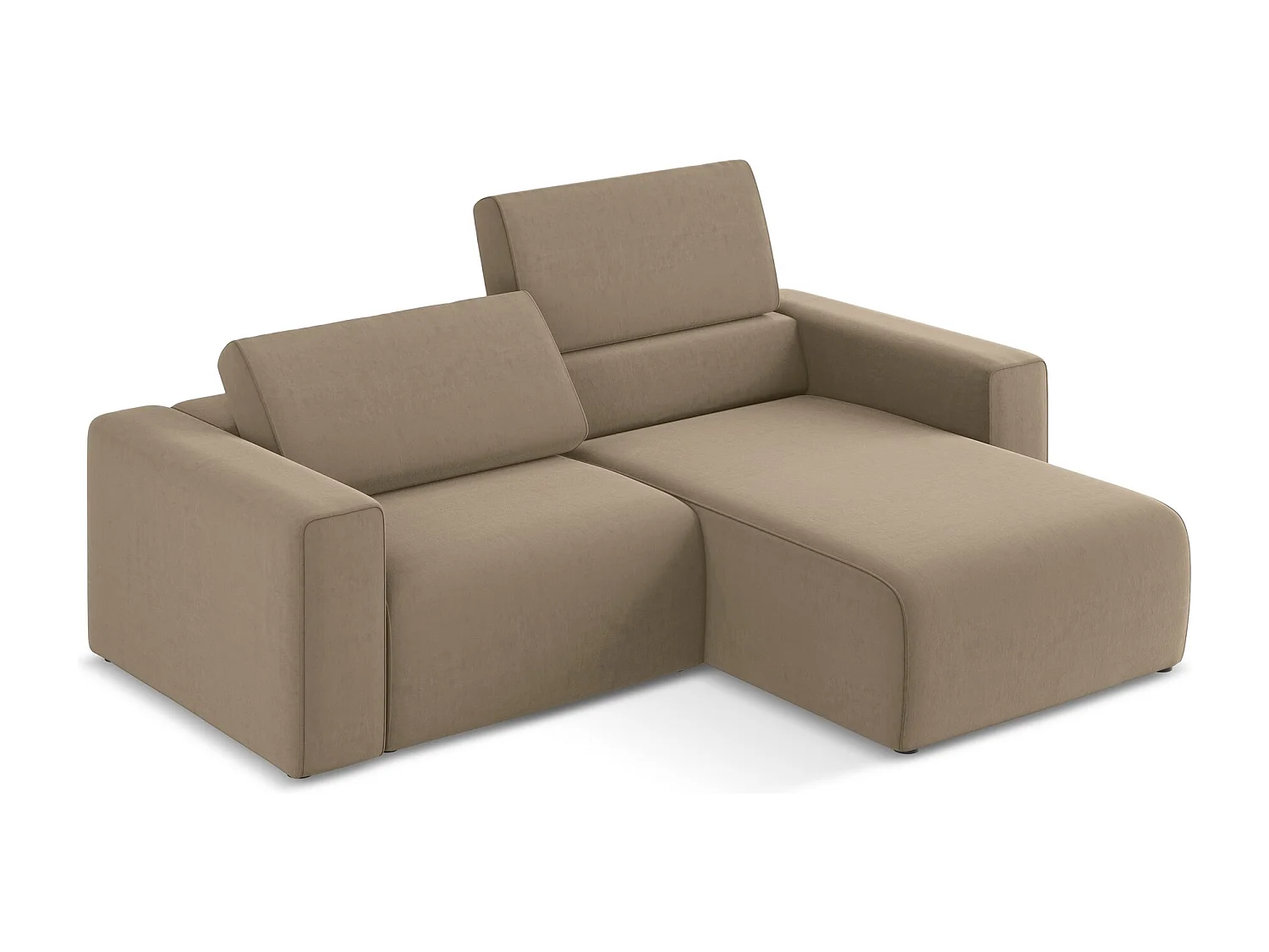 Modulaire hoekbank rechts van donkerbeige velours - KALEA