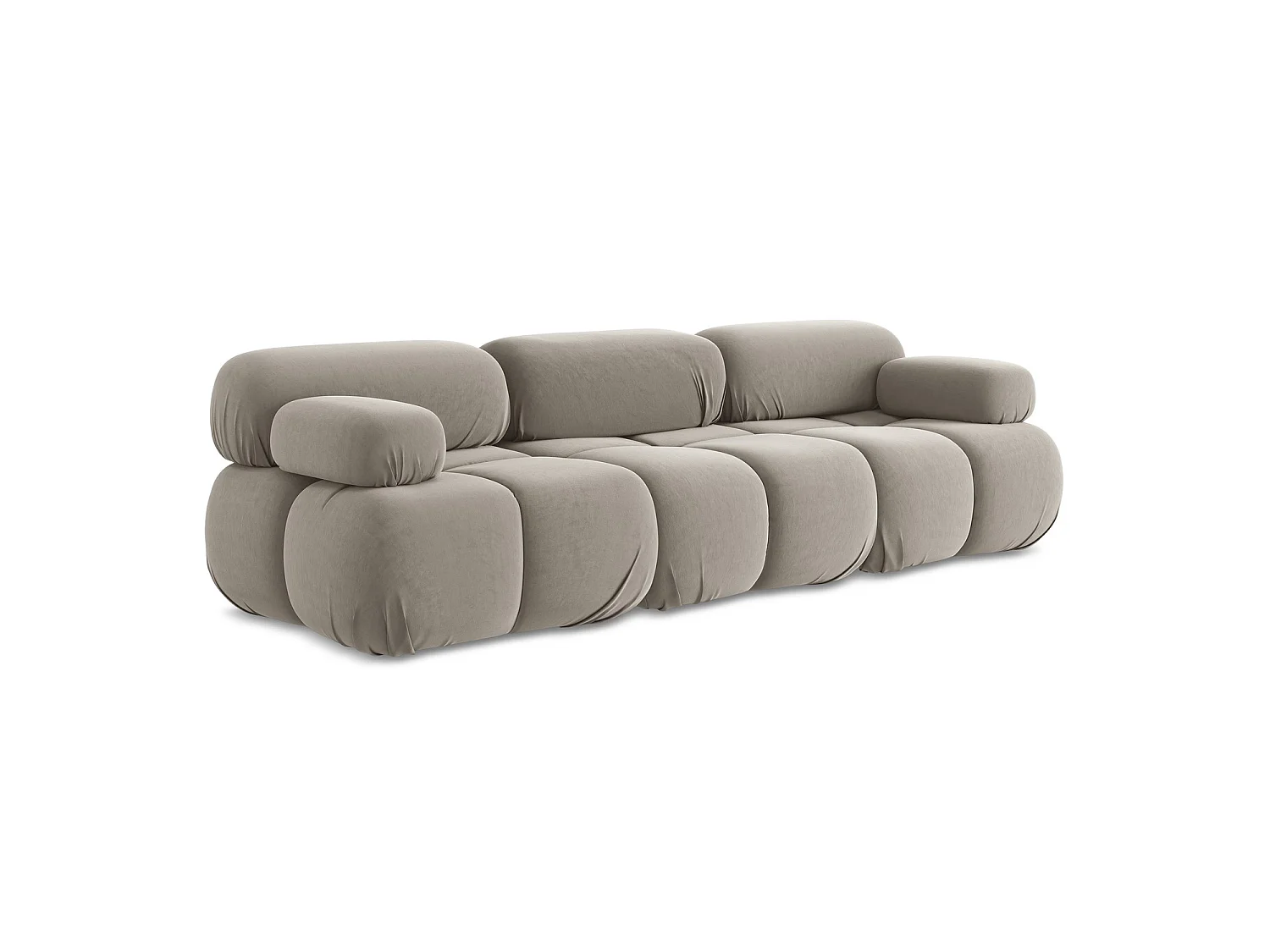 Modulares 3-Sitzer Sofa - - Samt - Taupe - SANREMO