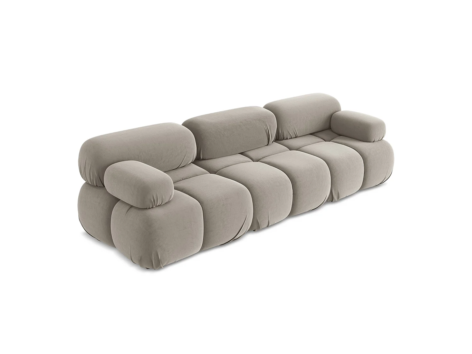 Modulares 3-Sitzer Sofa - - Samt - Taupe - SANREMO