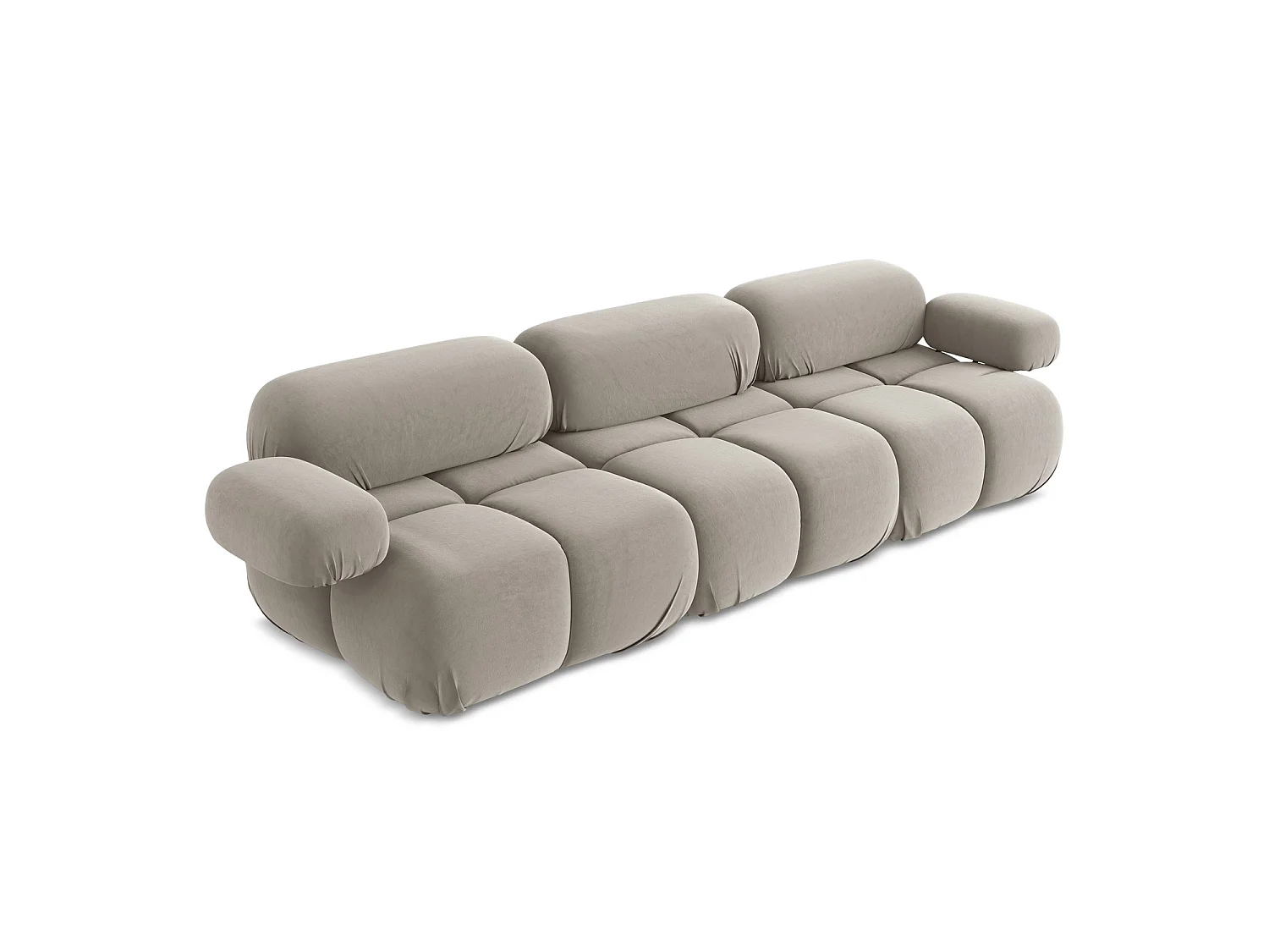 Modulares 3-Sitzer Sofa - - Samt - Taupe - SANREMO