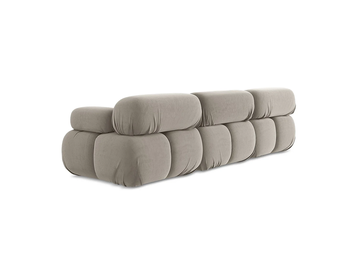 Modulares 3-Sitzer Sofa - - Samt - Taupe - SANREMO