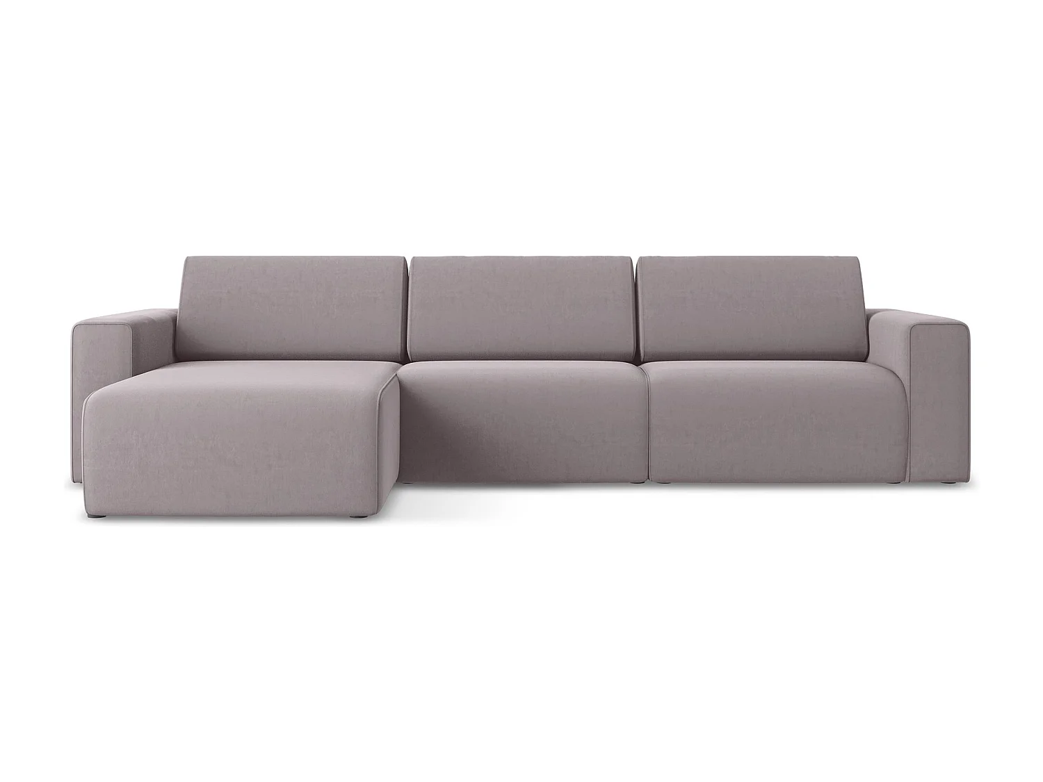 Modulaire hoekbank M links van lavendel velours - KALEA