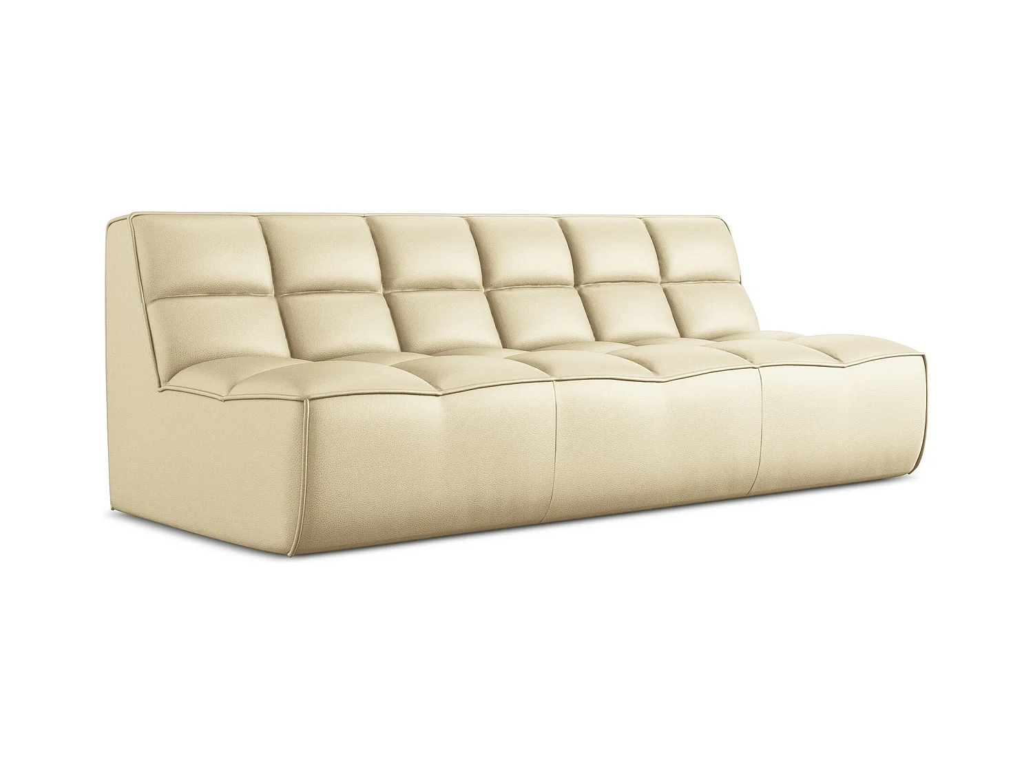 Canapé modulable 3 places en Cuir artificiel - beige - KALAI