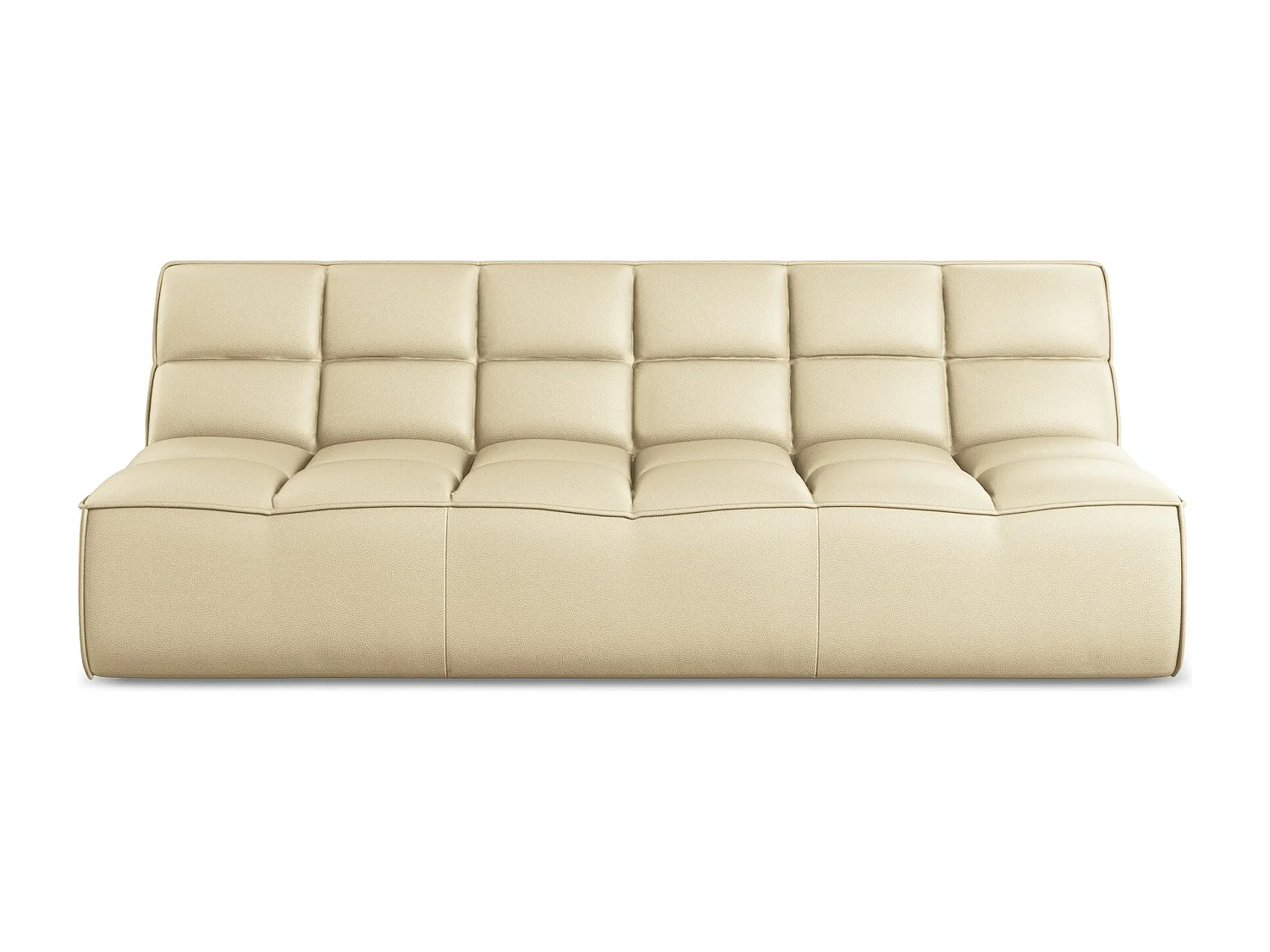 Sofá modular 3 lugares em couro sintético bege - KALAI