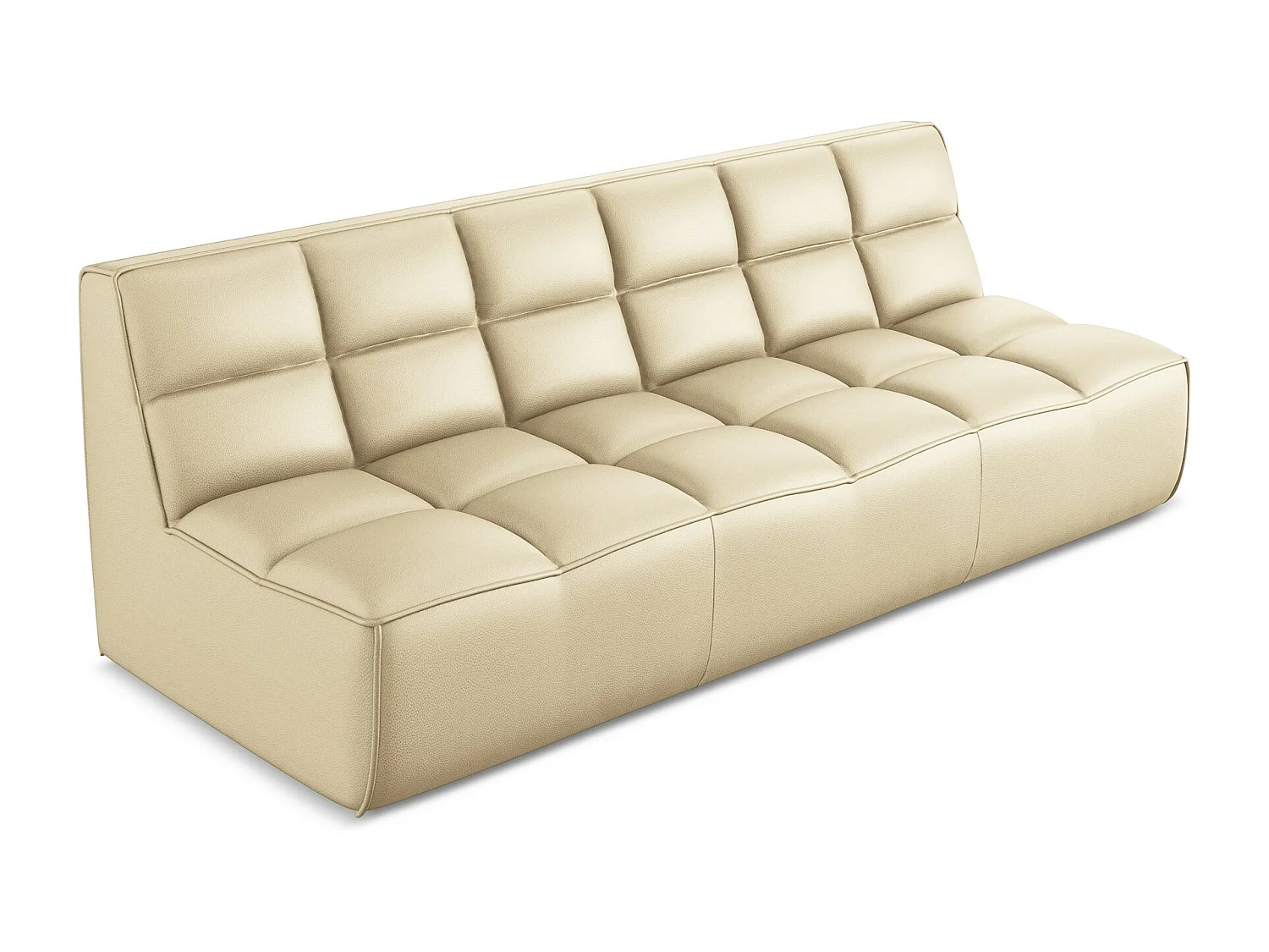 Sofá modular 3 lugares em couro sintético bege - KALAI