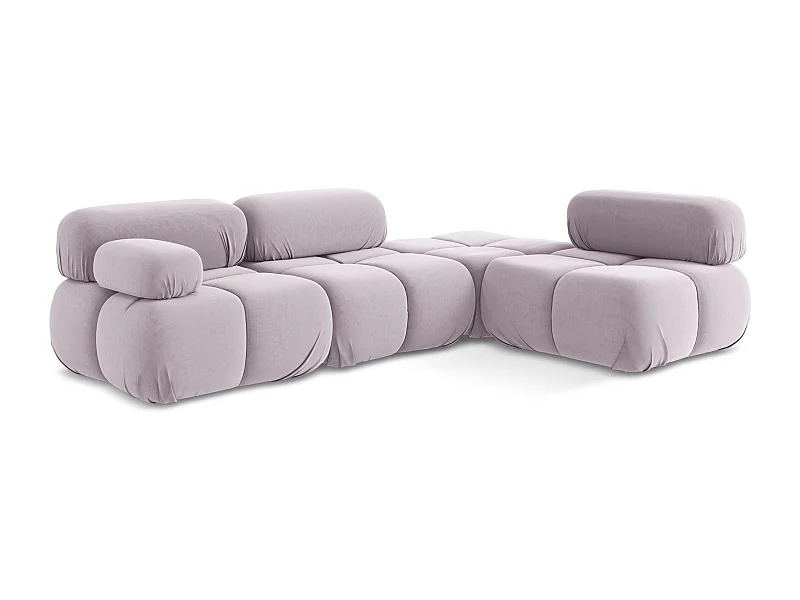 3-Sitzer Modulares Ecksofa - Ecke Rechts - Samt - Lavendel - LOKUA