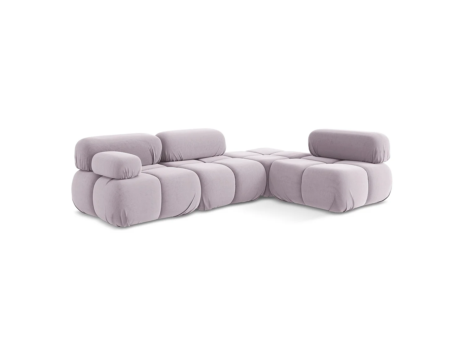 Canapé d'angle 3 places modulaire droit en velours - lavande - SANREMO
