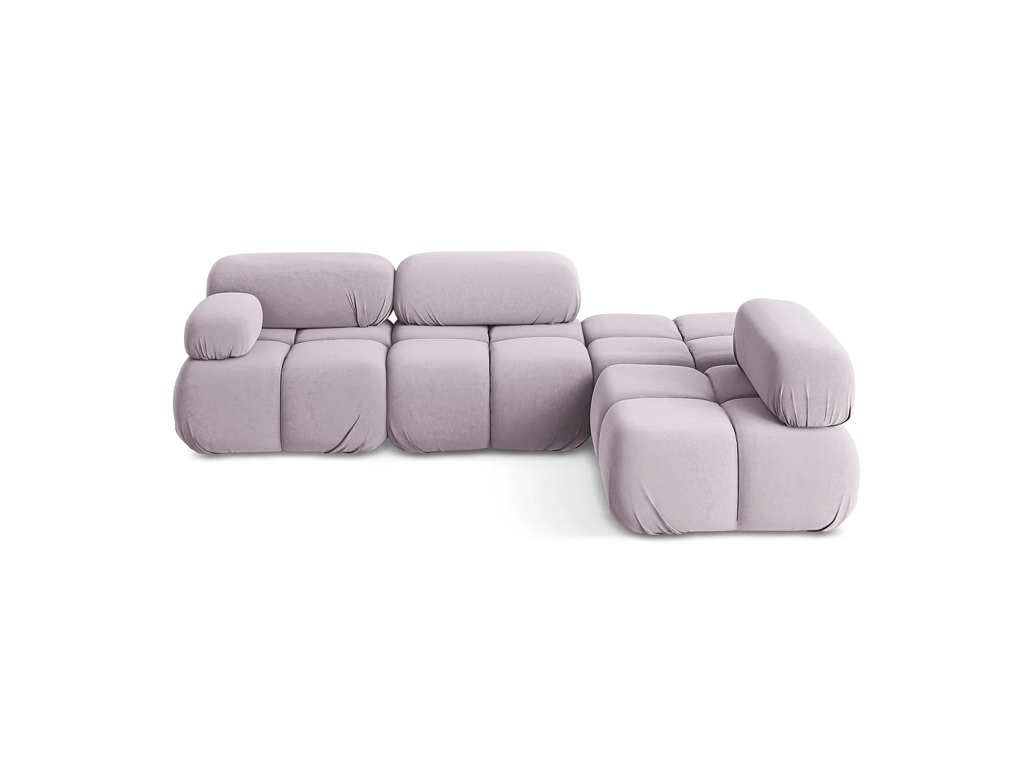 Canapé d'angle 3 places modulaire droit en velours - lavande - SANREMO