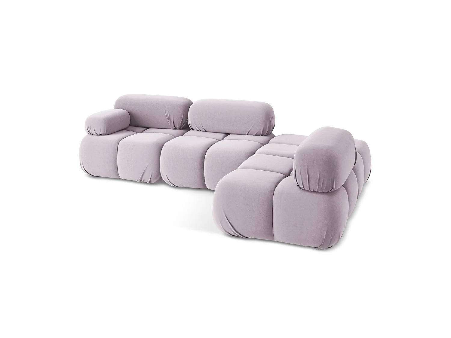 Canapé d'angle 3 places modulaire droit en velours - lavande - SANREMO