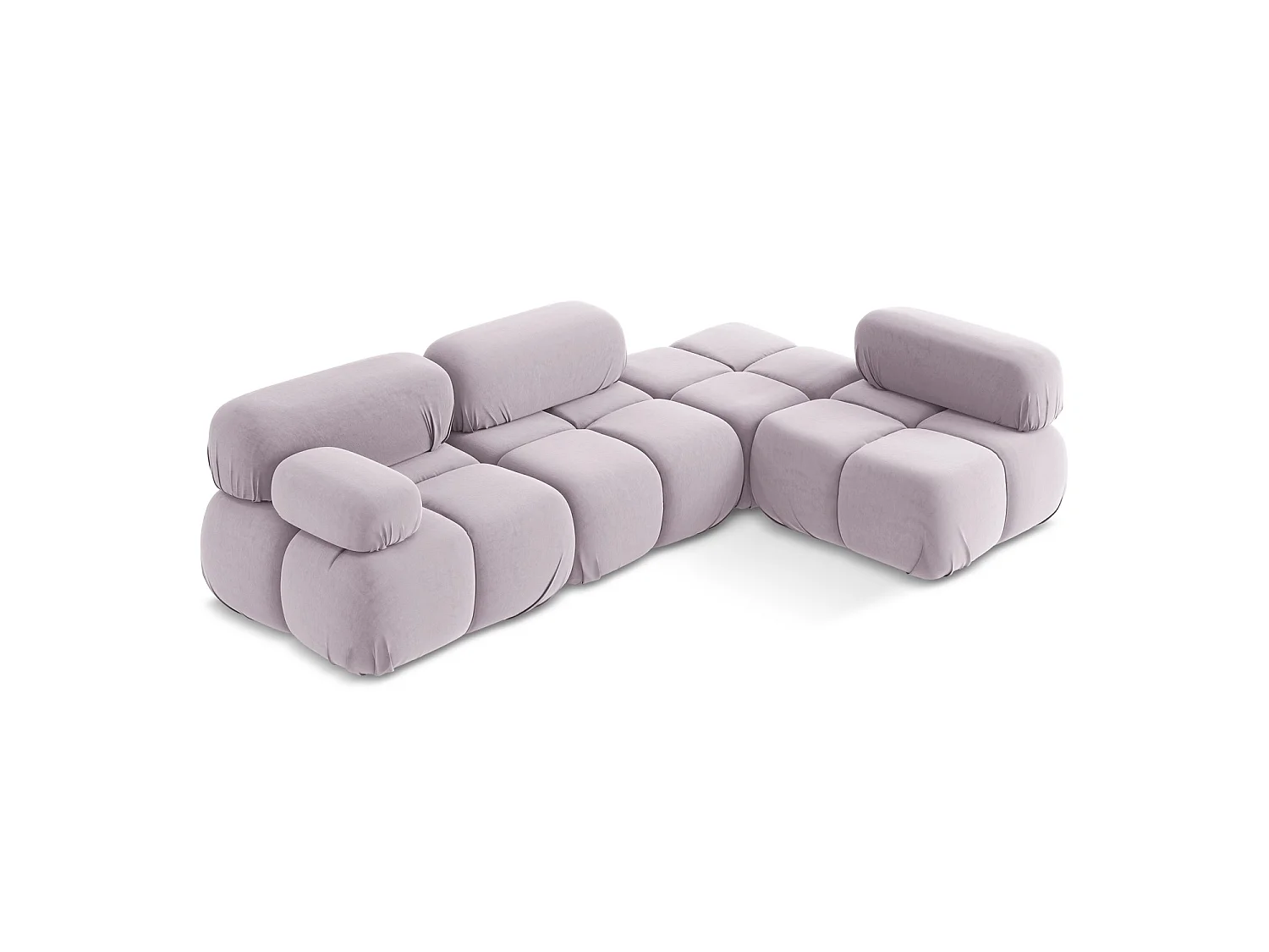Canapé d'angle 3 places modulaire droit en velours - lavande - SANREMO