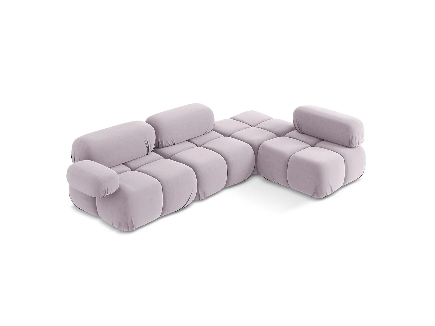 Canapé d'angle 3 places modulaire droit en velours - lavande - SANREMO