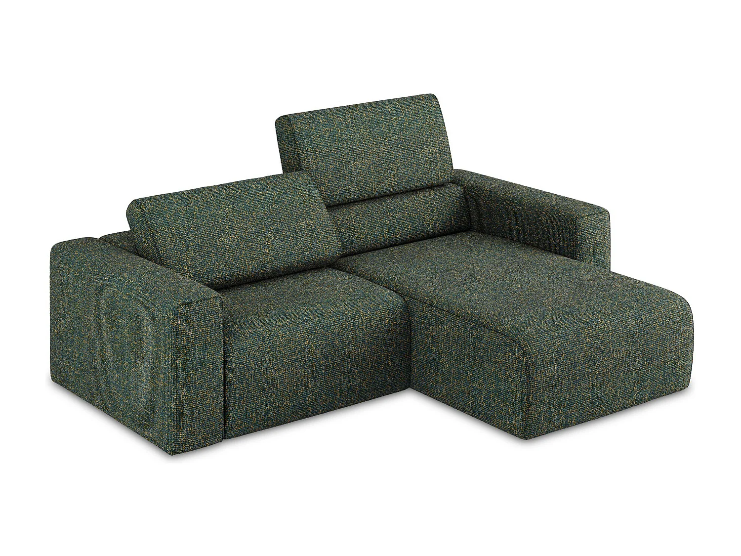 Narożnik prawostronny - z tkaniny strukturalnej - zielony - KALEA