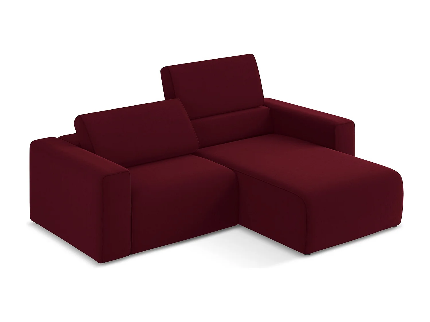 Modulaire hoekbank rechts van bourgondië velours - KALEA