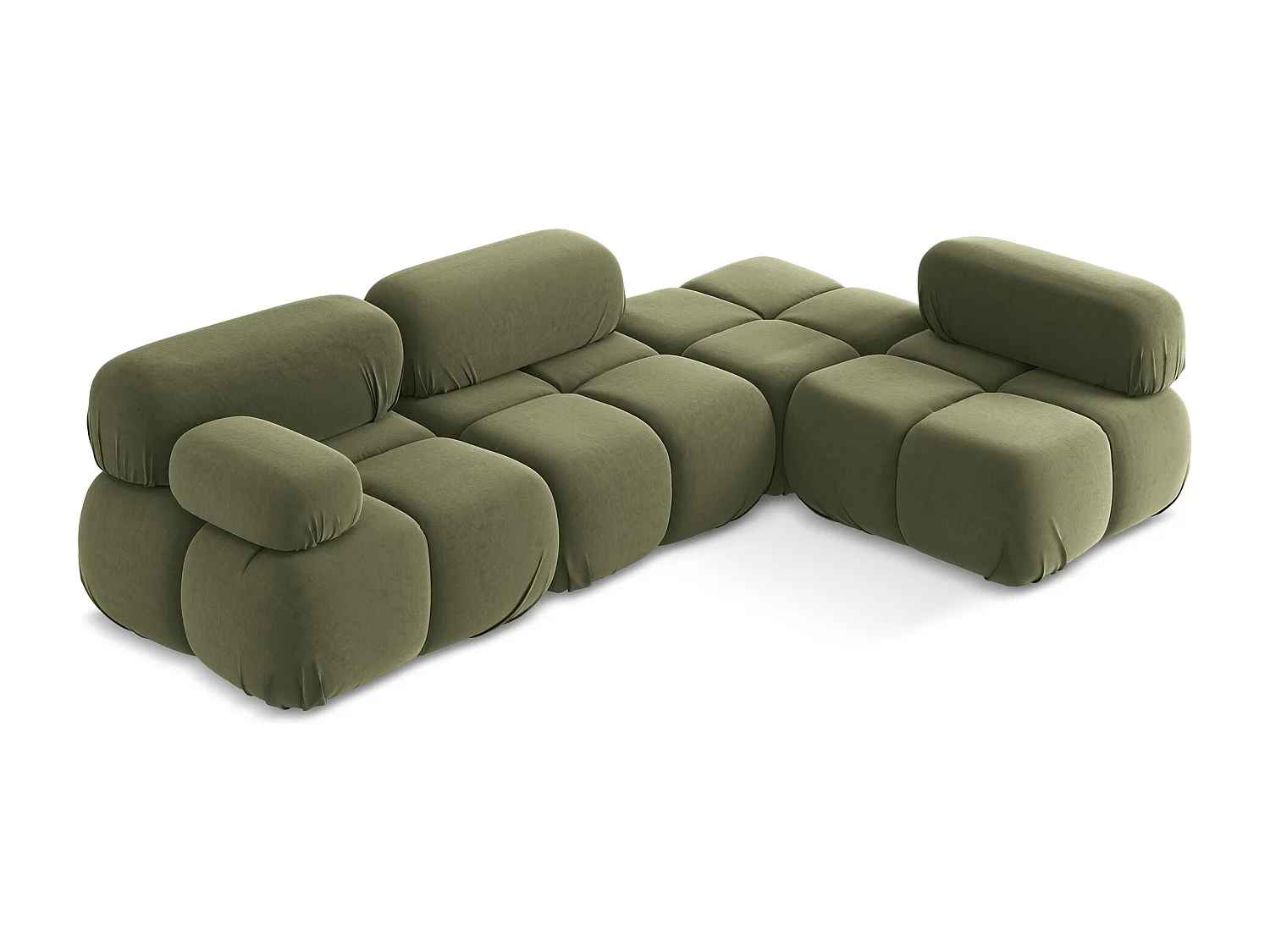 3-Sitzer Modulares Ecksofa - Ecke Rechts - Samt - Olive - LOKUA